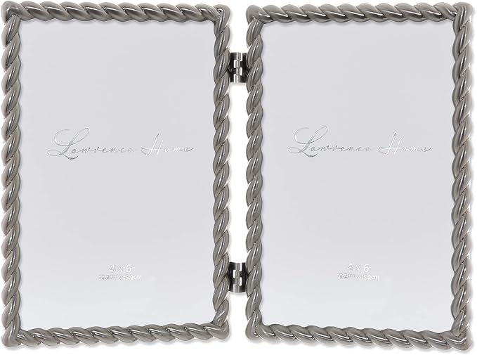 Lawrence Frames Metal Frame, Rope Design, Brushed Nickel, 4x6 Double by LawrenceFrames