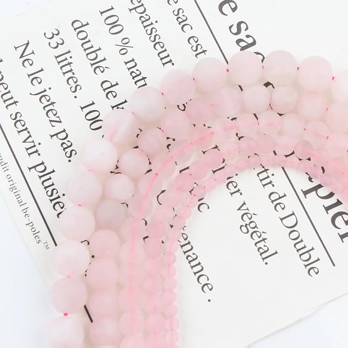 36pcs Natural Matte Pink Quartz Gemstone Beads，10mm Frosted Round Loose Stone - Image 5