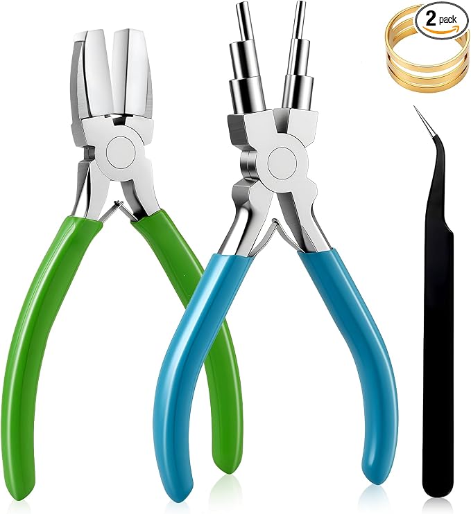 URSKYTOUS 2Pcs Jewelry Pliers Set Jewelry Making Tools Kit Include Nylon Jaw by URSKYTOUS
