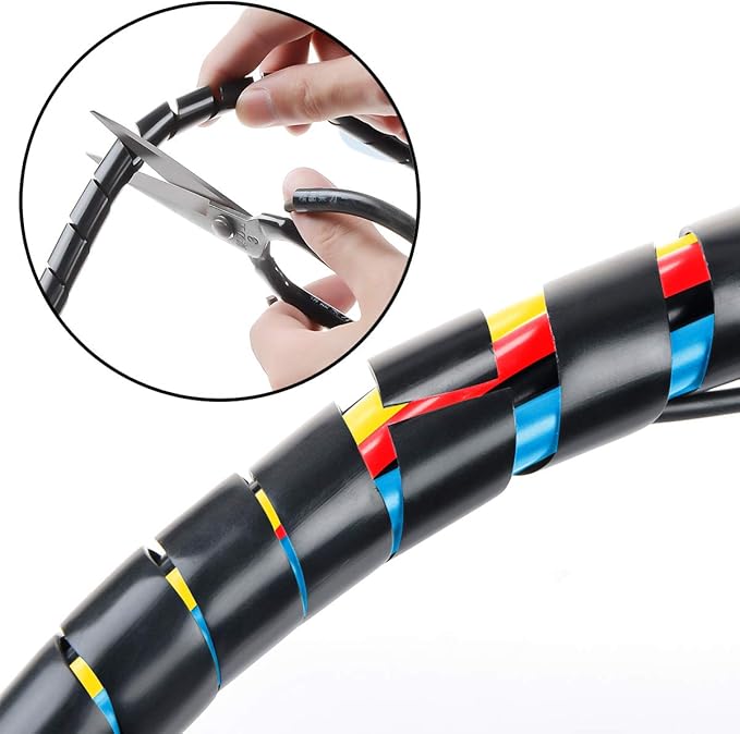 50Ft XHF 1/4" Spiral Cable Wrap 6mm Spiral Wire Wrap Cord - Image 4