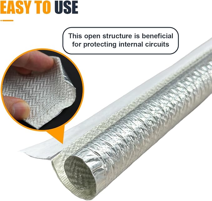 6mm - 1/4" Self Closed Aluminized Heat Shield Sleeve - 39" High Temp Heat - Image 5