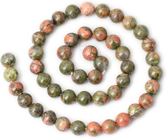 45PCS 8mm Natural Unakite Gemstone Round Loose Beads - Image 2