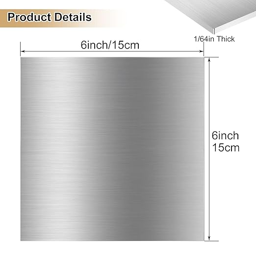 20 Pack 6061 T6 Aluminum Sheet Metal 6 x 6 x 1/64 Inch Flat Plain Aluminum Plate Covered with Protective Film, 6061 Aluminum Sheet Plate for Crafting, Finely Polished and Deburred