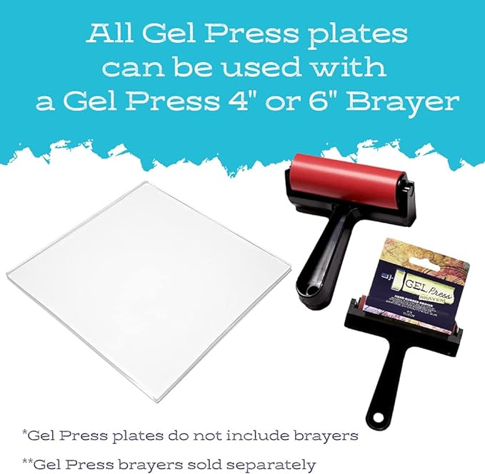 Gel Press Monoprinting Print Plate - 12” X 12” Gel Plate - Printmaking Supplies - Reusable Gel Printing Plate for Press Art for Card Making, Scrapbooking, Journaling, Arts and Crafts, Home Decor