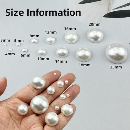 5000pcs 5mm Half Pearls for Crafts Flatback Round Half Pearl Beads for Jewelry Making Nail Art Scrapbook Craft Wedding Dress Decoration(White)