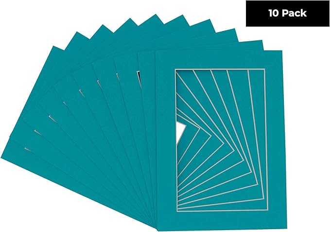 11x14 Mat for 8.5x11 Photo - Precut Teal Blue Picture Matboard for Frames Measuring 11 x 14 Inches - Bevel Cut Matte to Display Art Measuring 8.5 x 11 Inches - Acid Free Pack of TEN MATS