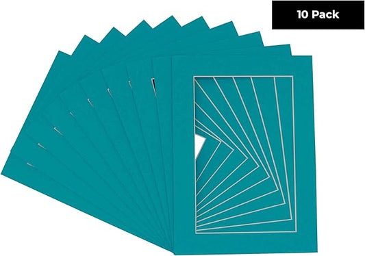 11x14 Mat for 8.5x11 Photo - Precut Teal Blue Picture Matboard for Frames Measuring 11 x 14 Inches - Bevel Cut Matte to Display Art Measuring 8.5 x 11 Inches - Acid Free Pack of TEN MATS