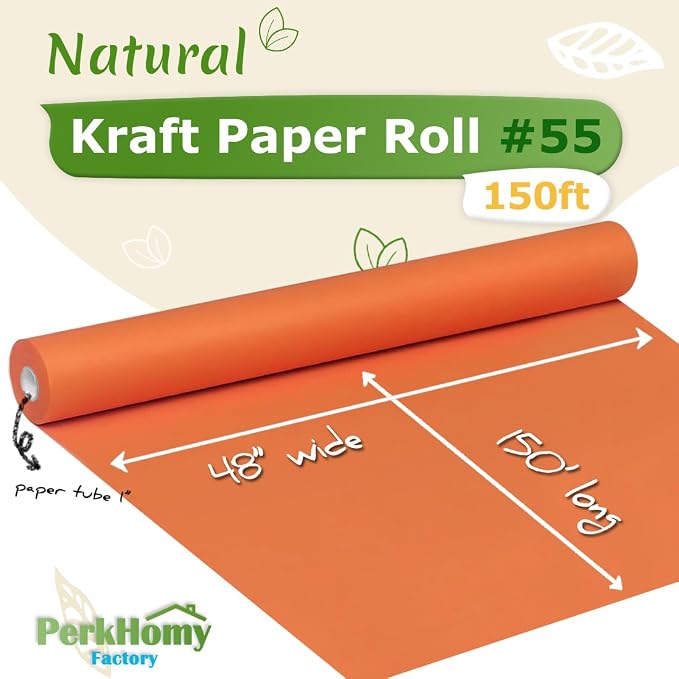 PerkHomy OrangeRed Kraft Paper Roll 48" x 1 - Image 2
