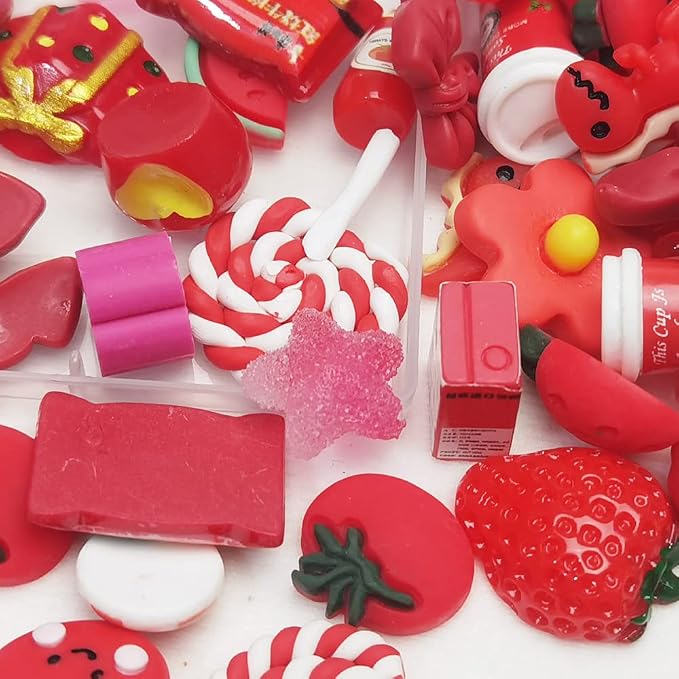Chenkou Craft 50pcs Lots Mix Assort Christmas Red DIY Flatbacks Resin Flat Back - Image 2
