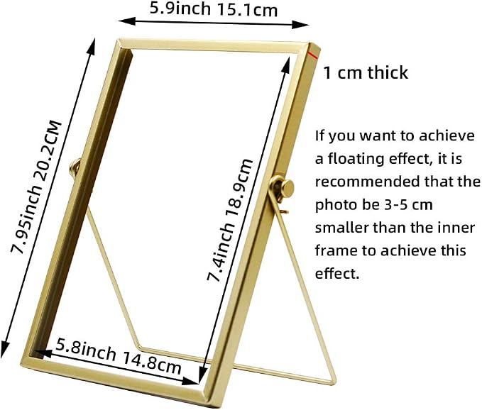 AceList Gold Picture Frame, 4 x 6 in Metal Floating Frame - Image 3