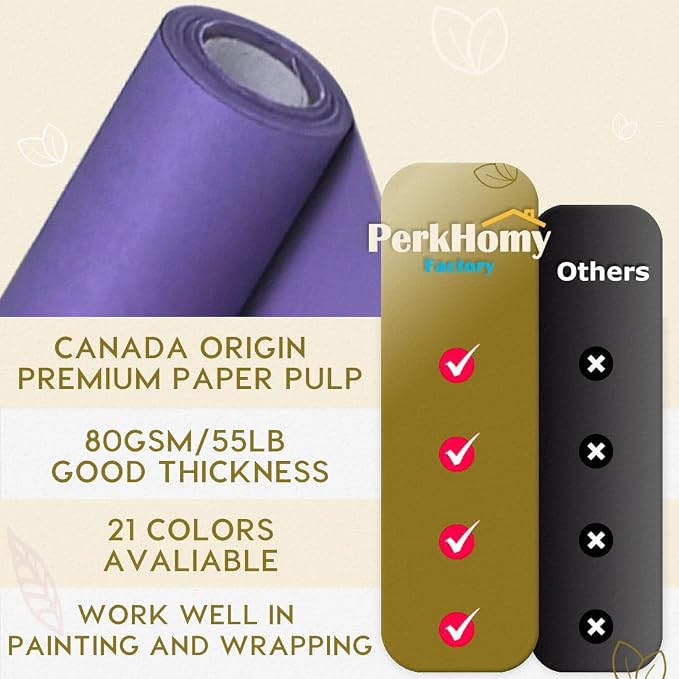 PerkHomy Purple Kraft Paper Roll 48" x 3 - Image 2