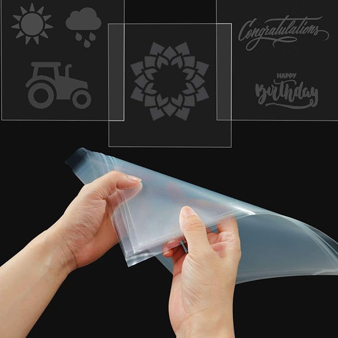 15 Pieces 6 mil Blank Stencil Sheets, 12 x 12 Inch Clear Blank Material Mylar Templates, Square Blank Stencil Template for Vinyl Cutting Machine/Silhouette Stencils Material