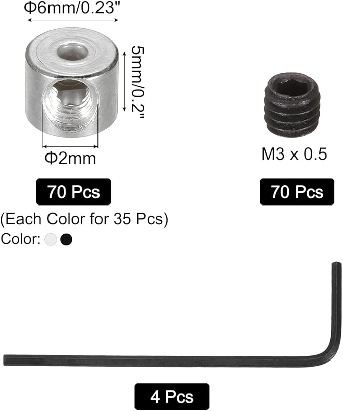 MECCANIXITY 70 Pcs Metal Locking Pin Backs, Locking Pin Keepers Locking Clasp 5mm(H) with 4 Wrench Replacement in Storage Case for Badge, Brooch, Black, Silver Tone
