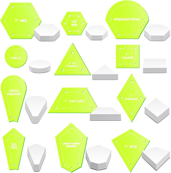 Cinnvoice 612 Pcs Patchwork Paper EPP English Piecing Supplies 12 Shapes by Cinnvoice