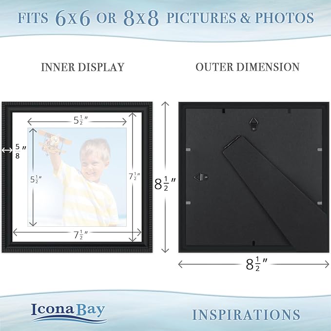 8x8 Picture Frames with 6x6 Mat, 6 Pack, Contemporary, Inspirations | These - Image 3