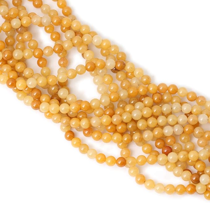 60PCS 6mm Natural Yellow Jade Gemstone Round Loose Beads - Image 4