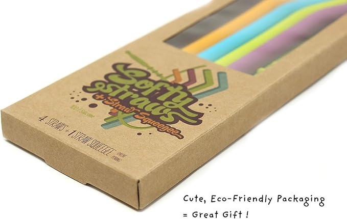 Softy Straws Wide Premium Reusable Silicone Drinking Straws + Patented Straw - Image 7