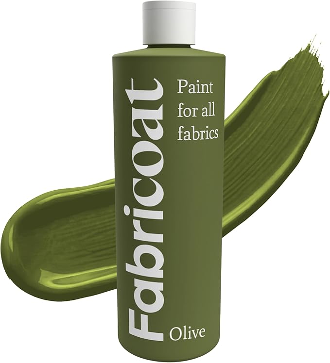 Fabricoat Olive Fabric Upholstery Paint & Dye | 250ml / 8.5 fl oz | Olive by Fabricoat