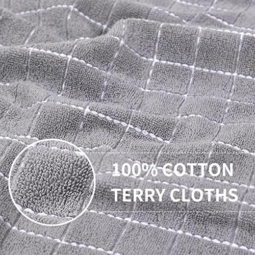 Homaxy 100% Cotton Terry Kitchen Towels, 7 Pack, Light Grey - Image 2