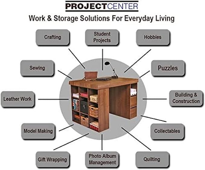 Project Center Desk with Bookcase and 3 Bin Cabinet-Black - Image 5