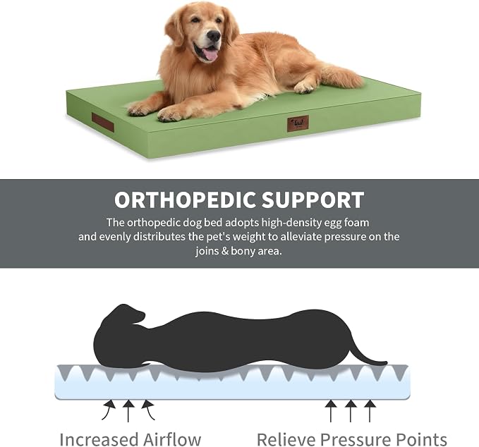 Outdoor Large Washable Dog Bed, Orthopedic Egg Crate Foam Dog Crate Mat - Image 3