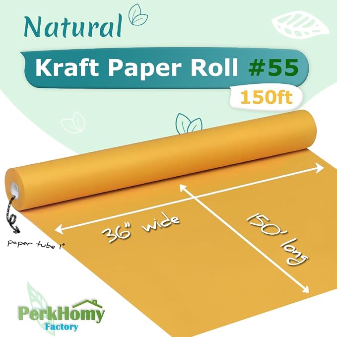 PerkHomy Orange Kraft Paper Roll 36" x 1 - Image 2