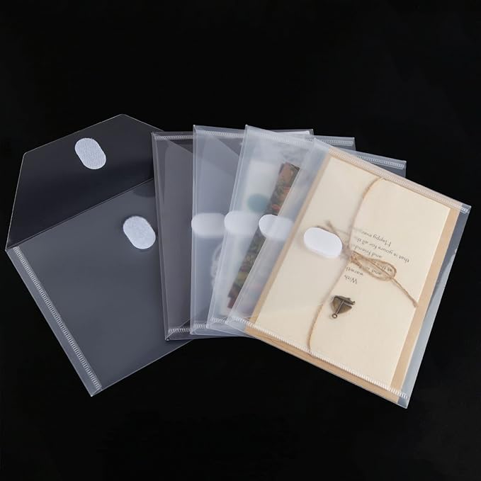 12 Pack Clear Die & Stamp Storage Bag Transparent Plastic Folders for Cutting Dies Stencil Embossing Crafts for DIY Scrapbooking Paper Card Craft Organizer Holder