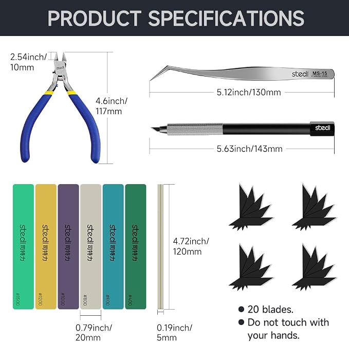 stedi Model Tools Kit for Beginners 14 PCS, Modeler Professional Basic Tools - Image 5