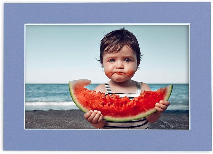 11x14 Mat Bevel Cut for 8.5x11 Photos - Acid Free Brittany Blue Precut Matboard With Backing Board and Crystal Clear, Self Seal Photo Mat Bag - For Pictures, Photos, Framing - 4-ply Thickness