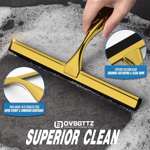 Shower Squeegee for Glass Doors, Stainless Steel, 12 Inch, 3 Hooks - Image 5