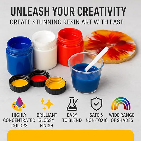 24 Colors Epoxy Resin Pigment Paste Set – High Concentration Creamy Opaque Epoxy Dye & Coloring Paste Kit for Resin Art, Jewelry Making, Tumblers, River Tables, Coasters – Mica Powder Alternative