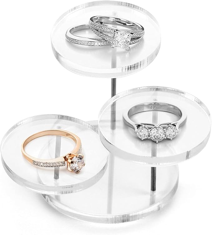 QWORK Round Acrylic Products Display Riser Stands, 3 Tier Jewelry Display Stands - Image 5
