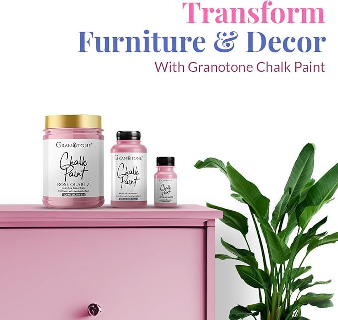 GRANOTONE Chalk Paint for Furniture | Matt-Finish Water-Based Acrylic Paint for Wood, Walls, Metal, Glass, Paper, Fabric Canvas | Maximum Coverage Chalk Paint for Kids & Adults, 250 Ml (ROSE QUARTZ)