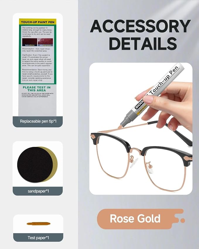 Rose Gold Eyeglass Frame Touch Up Paint Pen, All-in-One Touch Up Kit - Image 7
