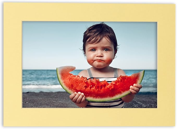 11x14 Mat for 8.5x11 Photo - Precut Soft Yellow Picture Matboard for Frames 11 x 14 Inches - Bevel Cut to Display Art 8.5 x 11 Inches - Acid Free Pack of 100 MATS with Backing Boards & Clear Bags