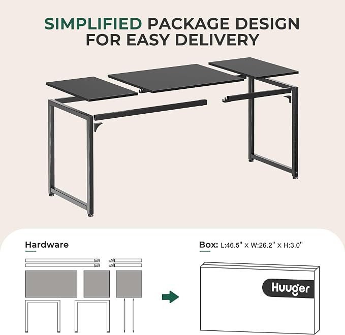 Huuger Modern Simple Office Desk, 63 Inch, Gaming & Writing Desk - Image 9
