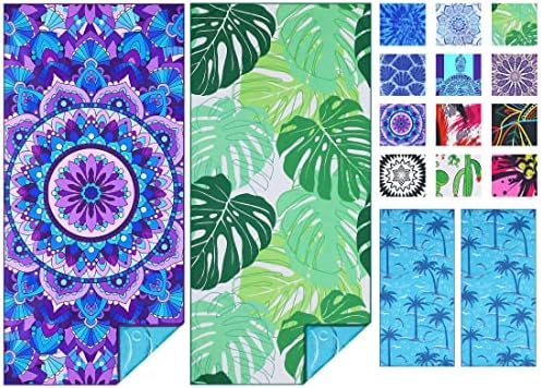 TwoYek Microfiber Beach Towel Extra Large 71x32 Mandala Leaves 2 Pack by TwoYek