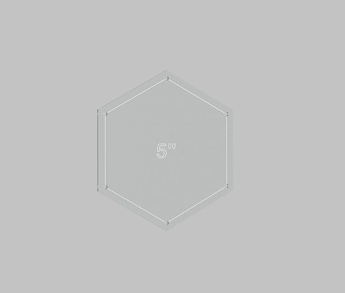 Hexagon Quilting Template Set - 5" with 1/4" Seam Allowance - Durable Acrylic Templates for Quilting, Patchwork, Crafting, & Sewing Projects - Clear Templates for Accurate Designing
