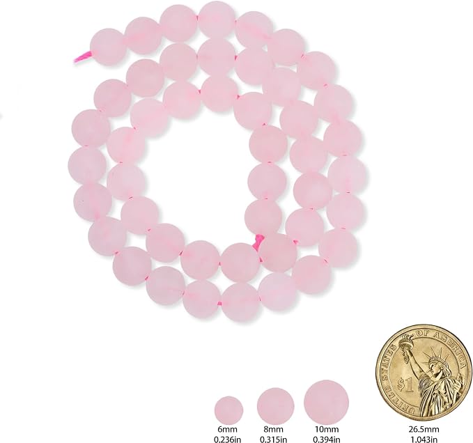 36pcs Natural Matte Pink Quartz Gemstone Beads，10mm Frosted Round Loose Stone - Image 2