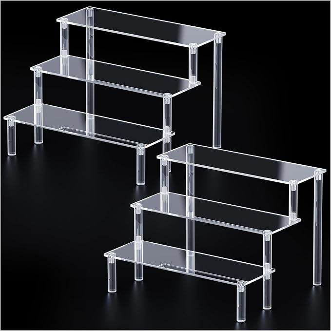 2 Packs Acrylic Display Stand Riser, 3 Tier Perfume Organizer Cupcake Stand | by FUNFERY