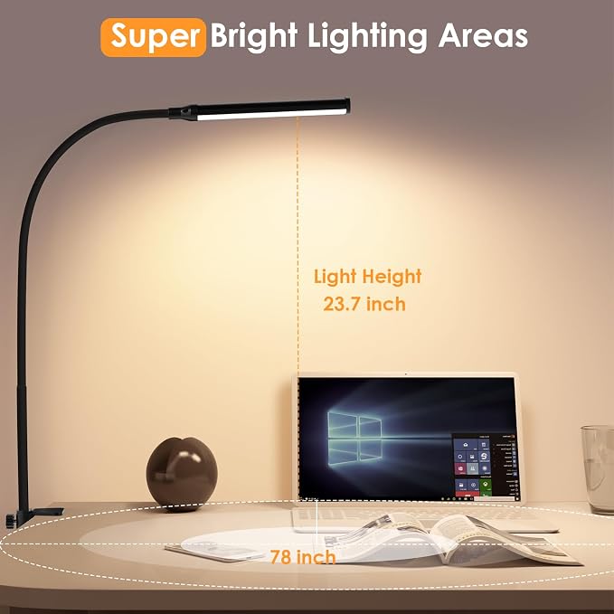 ShineTech LED Desk Lamp with Clamp, Clip On Desk Lamp - Image 5