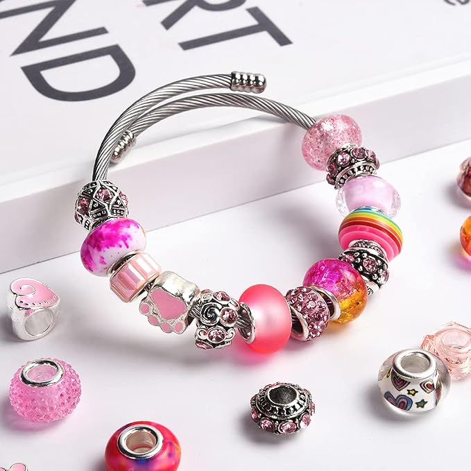 Aipridy European Large Hole Beads, Colorful Glass Charm Beads Set - Image 3