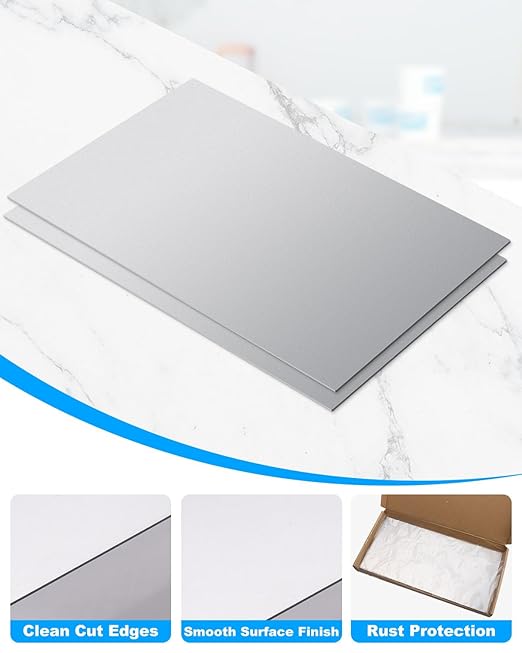 2 Pcs 18 Gauge Steel Sheet Metal 12" x 9" Cold Rolled Steel Plate, Weldable Metal Sheets for Professional, Industrial, DIY Use