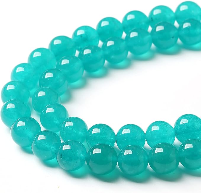 46PCS 8mm Natural Stone Beads Blue Amazonite Jade Stone Round Loose Beads for Jewelry Making DIY Bracelet Necklace 15 Inch