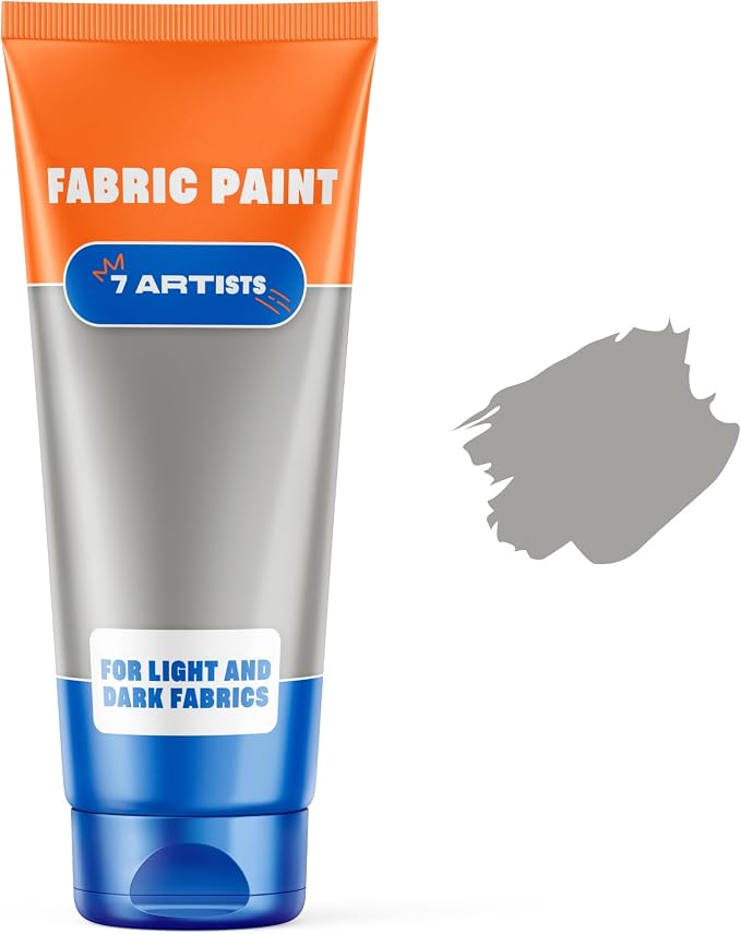 Grey Fabric Paint 2 fl. oz Tube – Permanent Fabric Paint Gray by 7+Artists