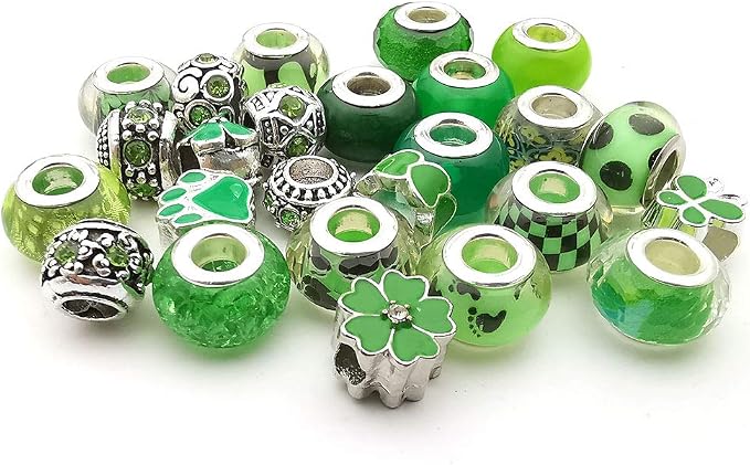 50pcs Assorted Green Resin Imitation Glass European Large Hole Beads Rhinestone - Image 3