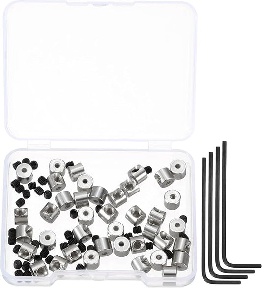 MECCANIXITY 40 Pcs Metal Locking Pin Backs, Locking Pin Keepers Clasp 5mm(H) with 4 Wrench Replacement in Storage Case for Badge, Brooch, Silver Tone