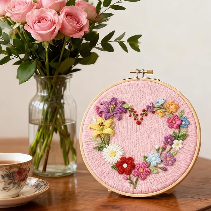 INFUNLY Punch Needle Kit for Beginners Adults Heart Floral Punch Needle Kits - Image 5
