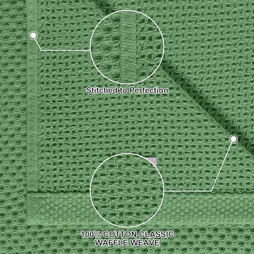 Homaxy 12 Pack 100% Cotton Kitchen Towels and Dishcloths Set, Grass Green - Image 2