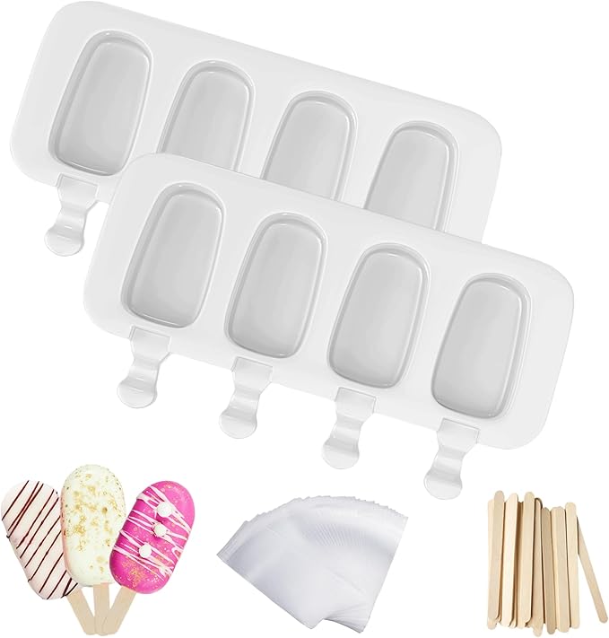 Ozera 2 Pack Popsicles Molds, Silicone Oval Cakesicles Cake Pop Molds Set | 4 by Ozera